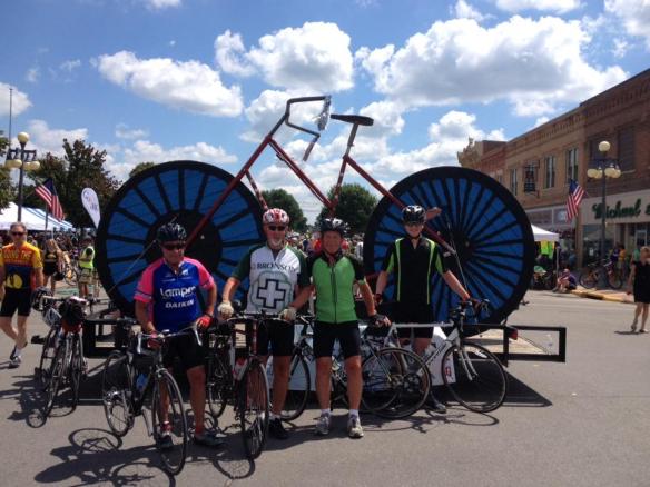 This photo was in Hiawatha, Iowa yesterday.  They were 130 miles from their 480-mile goal!  Max is on the far right.