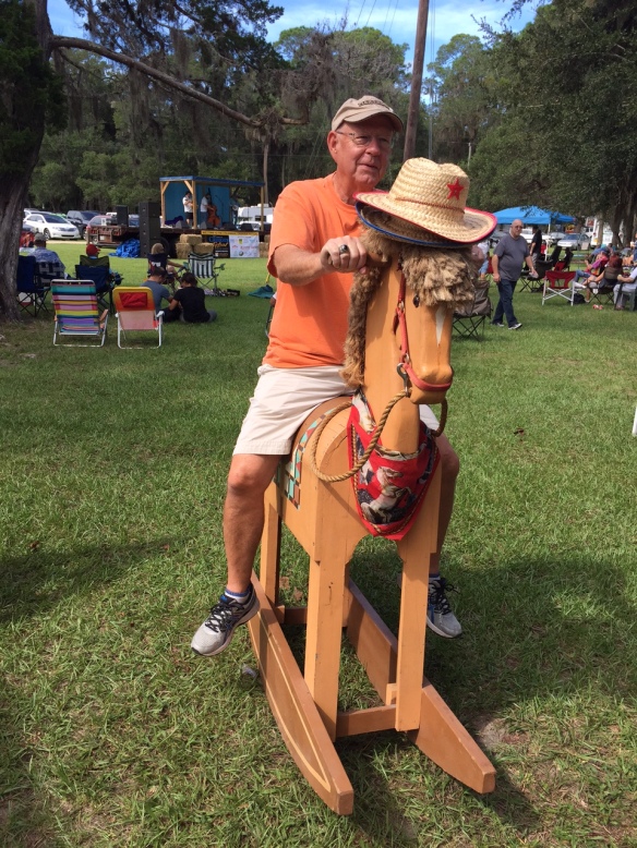 At the Creekside Festival. This is the closest Ted will ever be to riding a horse!