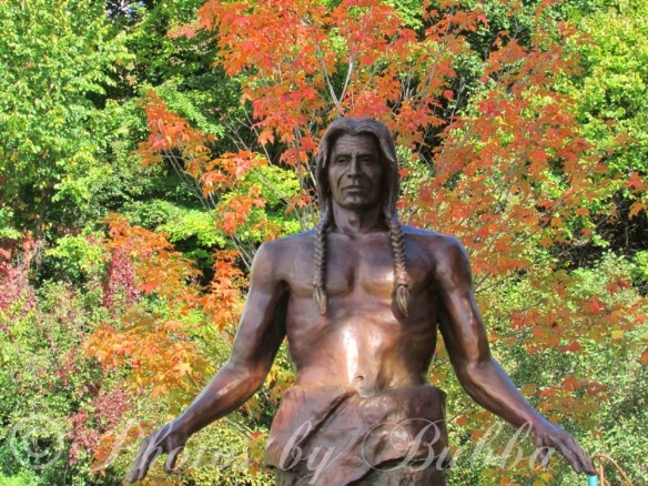 The Peace Garden sculpture against brilliant fall foliage. (Photo: Bruce LaPine)